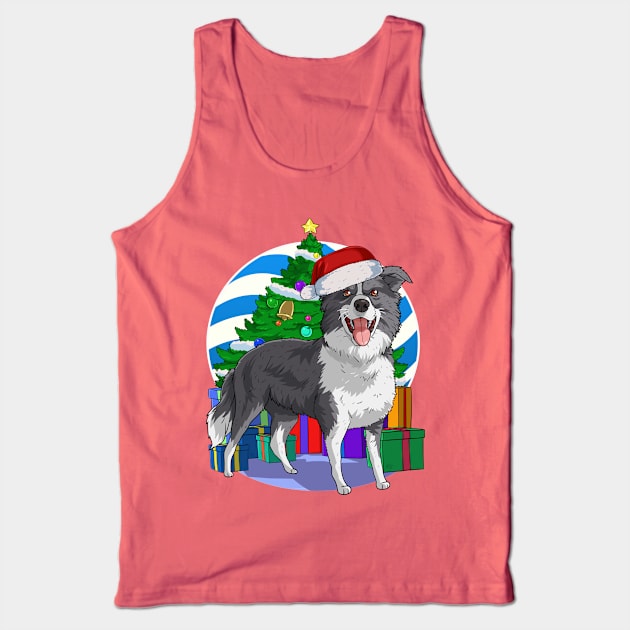 Border Collie Cute Santa Christmas Gift Tank Top by Noseking